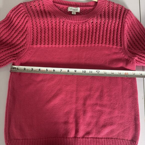 EVEREVE Remy Crochet 100% Cotton Pullover Sweater Women’s Large Pink Knit Boho - Picture 8 of 10